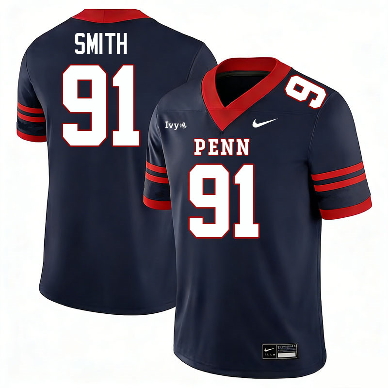 Pennsylvania Quakers #91 Sam Smith College Football Jerseys,Uniforms Stitched-Navy
